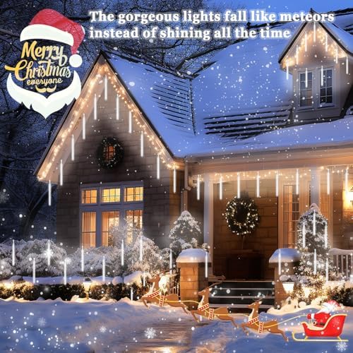 High Brightness 10 Tube 360 LED 12 Inch Meteor Shower Rain Lights Cascading Falling Rain Outdoor Lights for Christmas Tree Decoration Icicle Raindrop (Can Connect 100 Sets) - Image 3