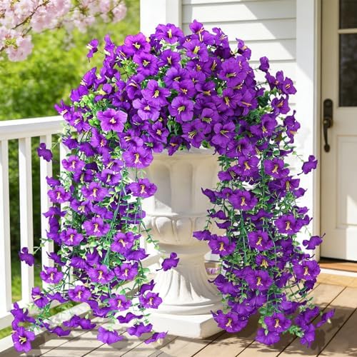 Vibrant Silk Artificial Flowers for Outdoors with Realistic UV Resistant Fake Plants,Includes 2 PCS of Spring Garden Decor Set for Hanging, Patio, Front Porch, Yard Decorations Outdoor by WEIERYUE