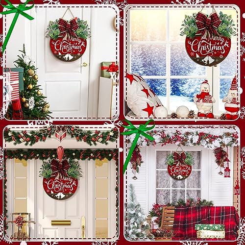 Boao Christmas Door Decorations Wooden Merry Christmas Front Door Sign - Image 6
