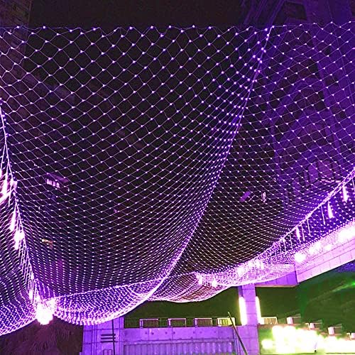 LJLNION Christmas Net Lights, 360 LED 12ft x 5ft Connectable Christmas Mesh Fairy String Lights,8 Modes Low Voltage Safe Adaptor for Xmas Trees, Bushes, Wedding, Outdoor Garden Decorations, Purple - Image 3