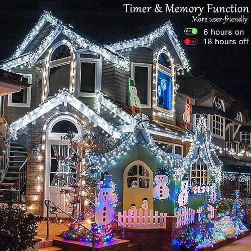 Icicle Christmas Lights Outdoor, 66ft 640 LED Icicle Lights for Outside, Plug in Twinkle Lights Indoor with 8 Modes Timer Waterproof for House Holiday Decor Wedding Christmas Decorations (Cool White) - Image 6