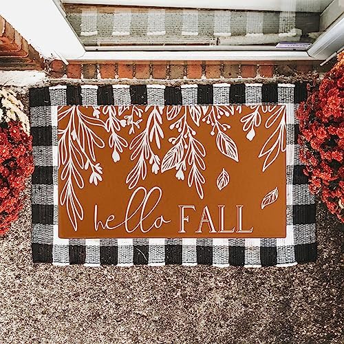 Fall Door Mat, Pumpkin Leaf Welcome Mat for Front Door, Thanksgiving Autumn Indoor/Outdoor Non-Slip Rug, Farmhouse Home Porch Decorations 30" x 17" - Image 4