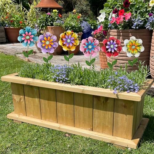 Metal Flower Garden Stakes, 6 Pc. Set, Large Colorful Decorative Landscape and Gardening Outdoor Decor, Lawn and Yard Ornament, Rust and Weather Resistant - Image 5