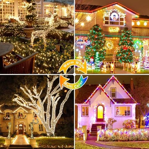 88FT 240LED Connectable String Lights Indoor Outdoor Clear Wire, Warm White⇋Multicolor Christmas String Lights, Plug in Twinkle Fairy Light With Timer For Wedding Patio Tree Yard Christmas Decorations - Image 6