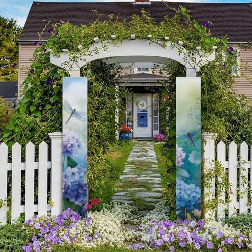 Dragonfly Hanging Banners Summer Porch Banners Flags Summer Door Hanging Decorations for Front Door Garden Home Yard Floral Party Decorations - Image 4