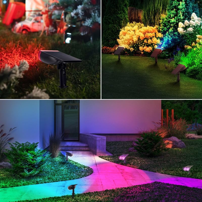 Linkind Solar Lights Outdoor Waterproof LED Landscape Spotlight RGB 2 Pack - Image 5