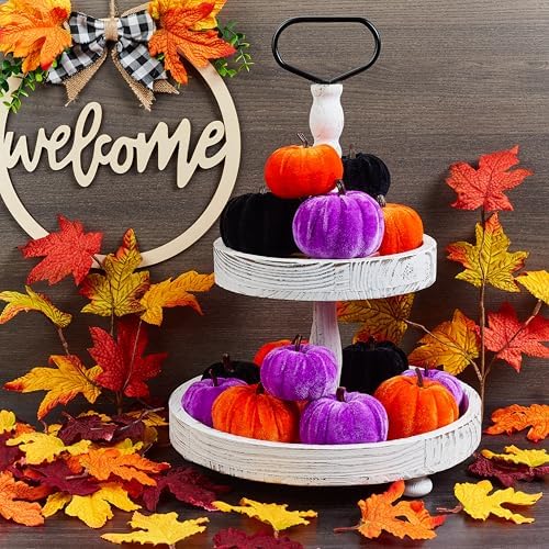 SITUMEIZI 12 Pcs Small Velvet Pumpkins Fabric Foam Pumpkin for Fall Decor Wedding Thanksgiving Halloween Table Centerpiece Farmhouse Decoration(Halloween Assorted Colors) - Image 2