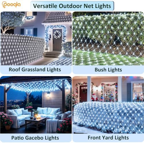 Pooqla Cool White Net Lights, 34.5X 5ft Christmas Lights Outdoor Clear Wire - Image 6