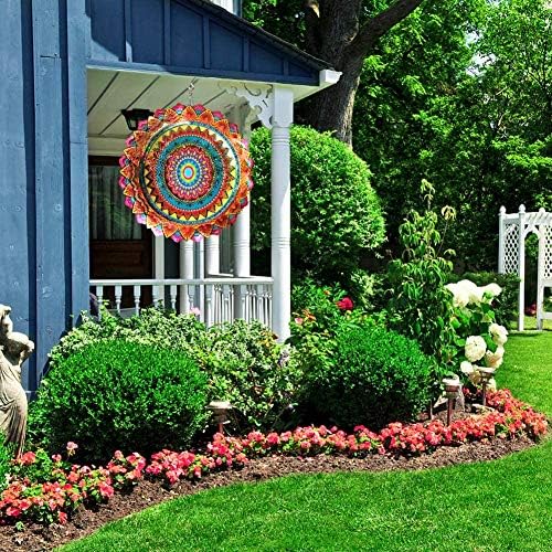 FONMY Stainless Steel Wind Spinner Worth Gift Indoor Outdoor Garden Decoration Crafts Ornaments 12 inch Multi Color Mandala Wind Spinners - Image 6