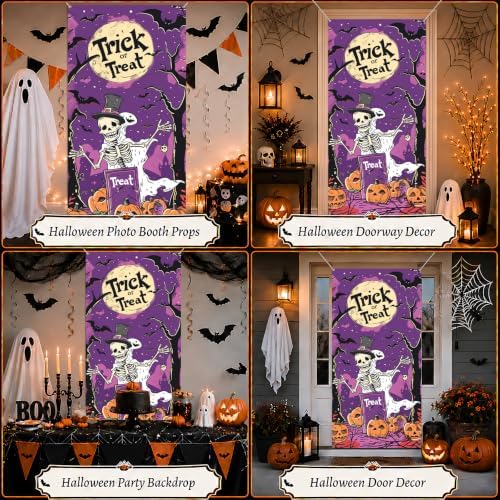 Halloween Door Cover, Fabric Front Door Porch Sign for Halloween Party - Image 5