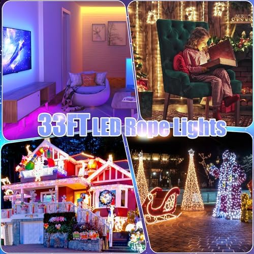 Vigdur Outdoor Rope Lights, 33FT Color Changing Rope Lights with Remote - Image 7