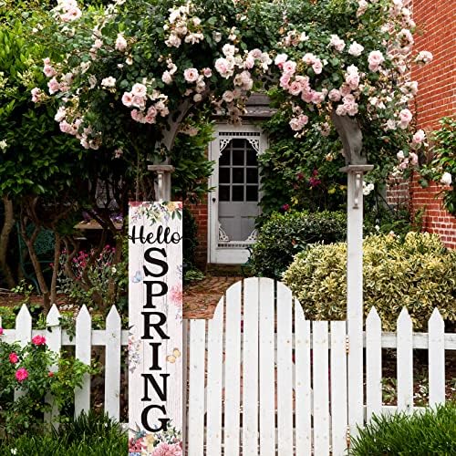 Jetec Large Fall Wooden Front Door Welcome Porch Sign,Hello Spring - Image 5