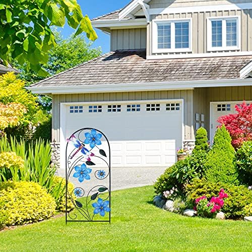 Garden Decor for Outside, YEAHOME 34 Inch Decorative Garden Stakes with Flowers Dragonflies, Metal Spring Yard Decorations for Outdoor Patio Lawn Backyard - Image 2