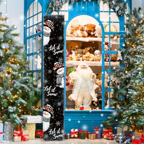 Winter Porch Sign 47" Outdoor Let It Snow Sign Wooden Snowman Vertical Winter Front Porch Decor Standing Rustic Christmas for Farmhouse Hanging Decoration - Image 5