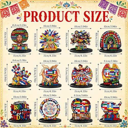 Wesiti 12 Pcs Hispanic Heritage Month Wooden Table Decorations, Latino Heritage Country Flag Table Centerpiece, Multinational Flags Tabletop Sign for Fiesta Tiered Tray Home Office Party Decor - Image 2