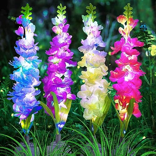 MRHEPHAESTUS Solar Garden Lights, Solar Delphinium Flowers Lights 8 Pack 160 LEDs, Waterproof Outdoor Light Two Lighting Modes for Wedding Party Garden Yard Patio Lawn Decor and Gift for Mother by MRHEPHAESTUS