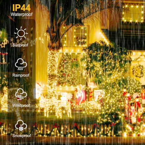 weillsnow 164 FT 500 LED Fairy Lights Outdoor, Warm White String Lights with Timer & 8 Modes, Waterproof Plug in Christmas Lights for Bedroom Wedding Party Decor - Image 3