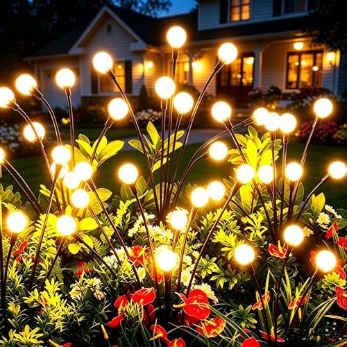 vignuto Solar Lights Outdoor Waterproof 4 Pack of 32 LEDs Garden Patio Firefly Decoration Unique Gifts Women Grandparents by Unknown