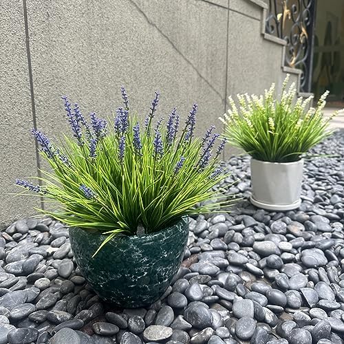 alyptus Artificial Flowers for Outdoors 24 Bundles Fake Monkey Grass Plants Outdoor Plastic Purple Flower Outside Green Leaf Decoration for Patio Pot Décor (24 Bundle Purple Flowers) - Image 4