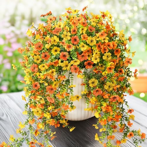 ZFProcess Artificial Fall Mums Fake Flowers Plants for Outdoor Home Decor by ZFProcessArtificialFlowers