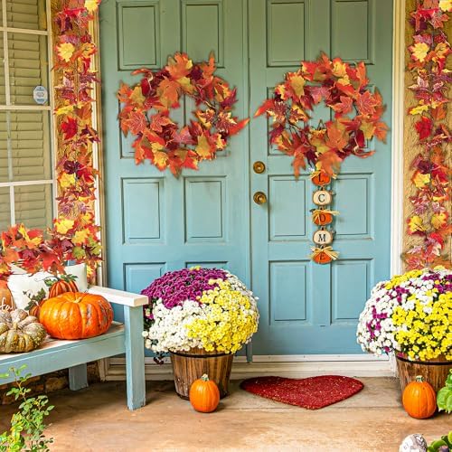 2Pack 11.8FT Fall Maple Leaf Garland for Mantle Thanksgiving Decorations - Image 6