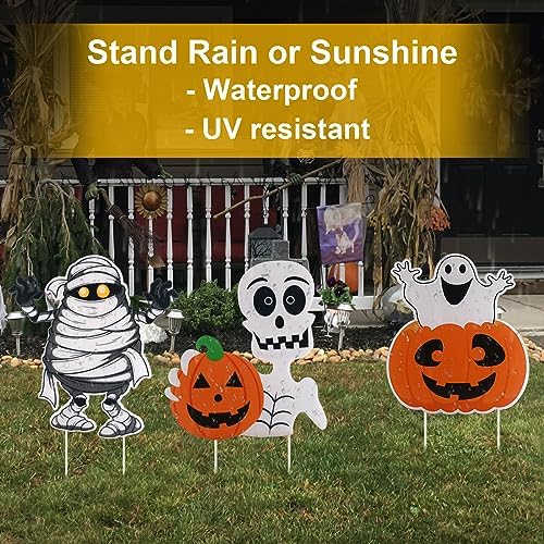 Halloween Decorations Outdoor Yard Stakes - 3 Pack Pumpkin Ghost Yard Signs - Image 3