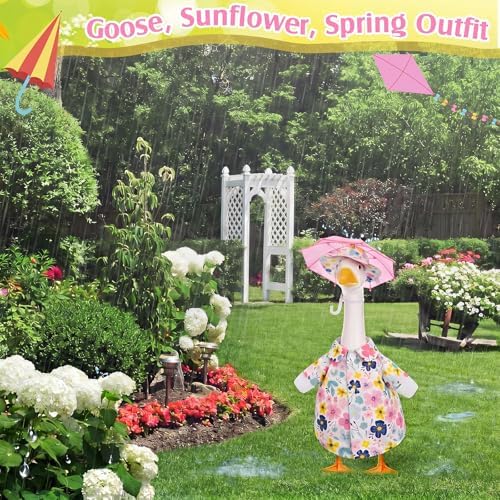 Soulchen 3 Pcs Summer Goose Outfit Porch Lawn, Garden Floral, 23 Inch - Image 7