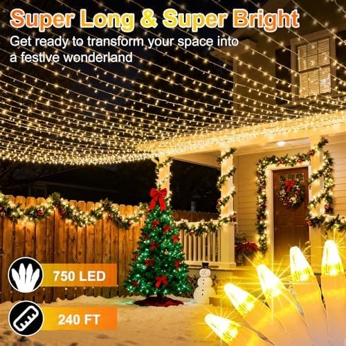750 LED 240FT Christmas String Lights Outdoor, 12 Pro Modes with Timer - Image 2