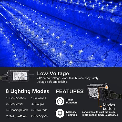 iBaycon 4FT x 6FT Christmas Net Lights Outdoor Mesh Light, Blue - Image 2