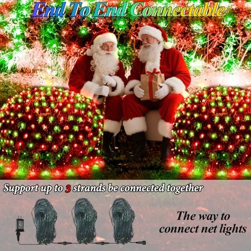 OYCBUZO 204 LED Net Lights, 9.8ft x 6.6ft 35 Colors Changing Christmas Mesh String Lights, Connectable Fairy Light Waterproof Outdoor Halloween Decorations for Tree Bushes Holiday Party Garden - Image 5