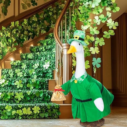 Cutecrop St. Patrick's Day Goose Outfit Porch Goose Clothes for 23" Lawn Outdoor Garden Yard Patio Statue St. Patrick's Day Decor - Image 6