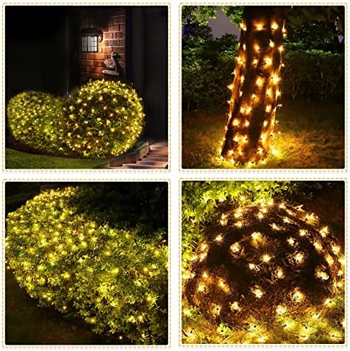 Meteds LED Christmas Net Lights Outdoor, 100 LED 5ftx5ft Connectable 8 Modes Mesh, 29V Plug-in Waterproof for Bushes Fence Tree Garden Xmas Decor (Orange) - Image 5