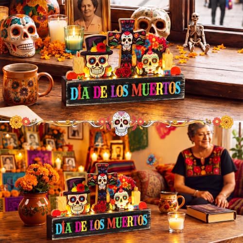 Chunful Day of The Dead Decor Lighted Dia De Los Muertos Altar Table Sign - Image 5