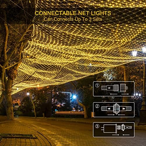 JMEXSUSS 360 LED Net Lights Outdoor, 12ft x 5ft, Plug in, Warm White - Image 5