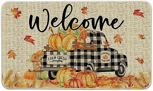 Hexagram Fall Door Mat 17x29, Fall Doormat Outdoor, Autumn Welcome Mat by Hexagram