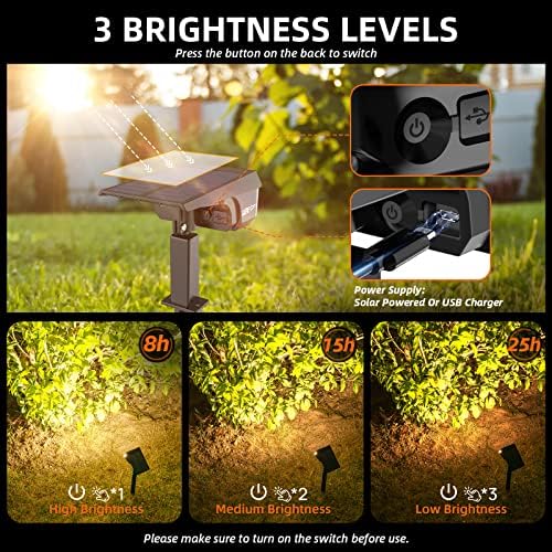 LEREKAM 3 Brightness Modes Solar Outdoor Lights with Super Bright 40LEDs, 360 Adjustable Lighting Angle, USB Charging, Longer Working Time, Waterproof, Patio, Porch, Driveway - Image 4