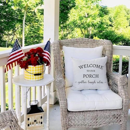 PANDICORN Outdoor Throw Pillow Covers 16x16 Inch Set of 2, Cream - Image 2