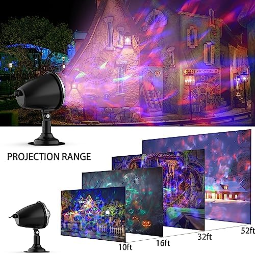 Christmas Laser Projector Lights - Waterproof Holiday Projector Outdoor with 10 Color, Aurora & Ocean Wave Pattern, Outside Landscapes Spotlights for House,Garden,Yard Halloween Christmas Decoration - Image 3