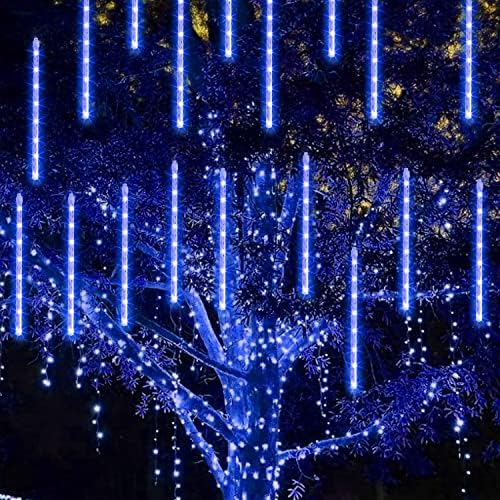 TW SHINE Christmas Lights Outdoor, 288 LED 12" 8 Tubes Meteor Shower Lights Outdoor Christmas Decorations Plug in, Waterproof Snow Falling Rain Icicle Xmas Light for Tree Decor, Blue - Image 4