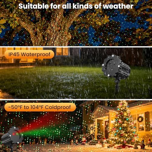 Christmas Projector Lights Outdoor, Waterproof Christmas Laser Lights Outdoor with Remote, Landscape Spotlight Red and Green Star Show, Laser Projection for Garden House Decor Holiday Xmas Decoration - Image 5