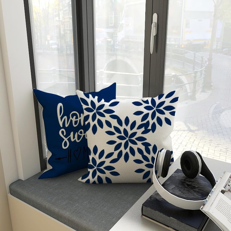 YCOLL Pillow Covers 12x20 Set of 4, Modern Sofa Throw Pillow Cover, Decorative Outdoor Linen Fabric Pillow Case for Chair Sofa Couch Bed Car, Dark Blue - Image 3