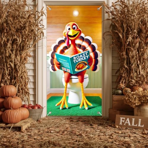 BlissYard Thanksgiving Door Cover Funny Turkey Bathroom 35 x 71 Inch - Image 3