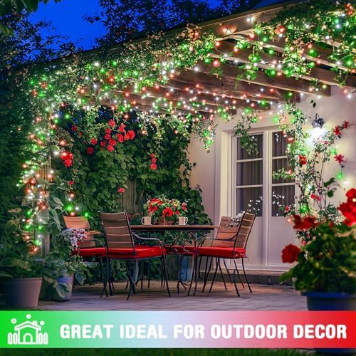 JMEXSUSS 163ft 500 LED Red White and Green Christmas Lights with 8 Modes - Image 6