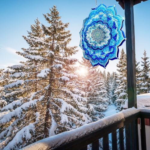 Wind Spinner Mandala Rich Blue 3D Metal Wind Spinners - Image 2
