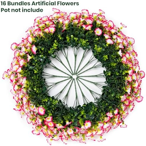 Artificial Faux Flowers for Outdoor 16 Bundles Fake Morning Glory,Pink - Image 4