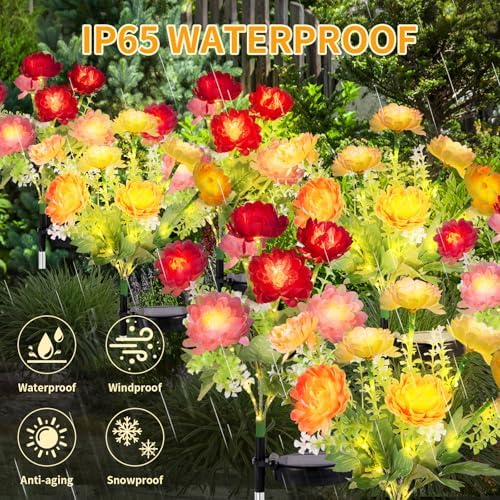 Solar Garden Lights Outdoor, 4 Pack 28 Solar Flower Lights Waterproof - Image 4