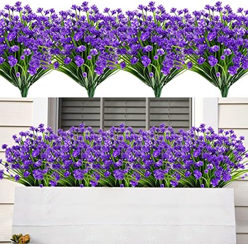 AmyHomie 20 PCS Artificial Flowers for Outdoors, UV Resistant Fake Plants by AmyHomie