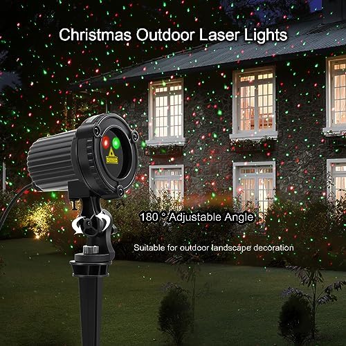 HERHOTER Christmas Laser Lights Outdoor,Red and Green Moving Outdoor Laser Light, Waterproof Garden House Decoration Laser Christmas Lights - Image 5