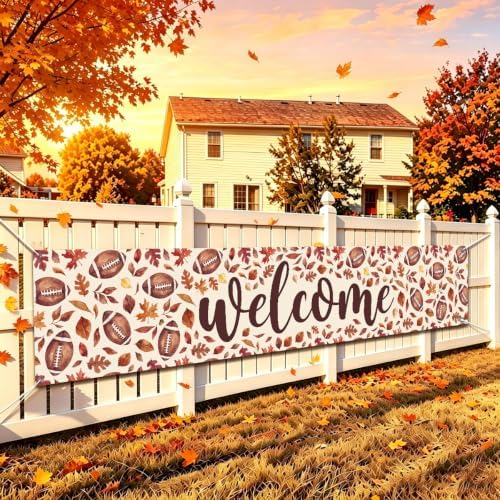 Welcome Fall Banner Fall Football Banner Yard Party Outdoor Decor by Xiolcxdr