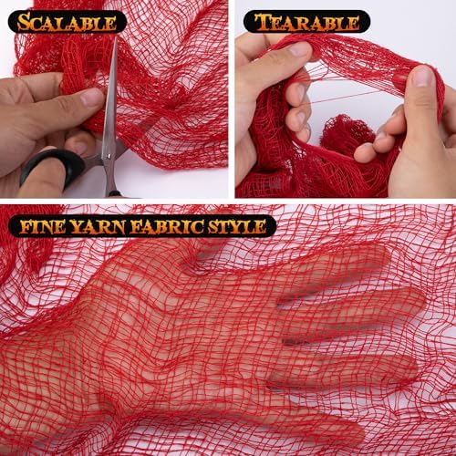 10 Pcs Red Bloody Halloween Creepy Cloth, Haunted House Scary Gauze Decor - Image 3